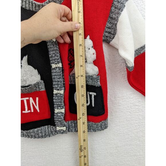 Vtg 90s Miniwaves Scotty Dog Cardigan Sweater Boys 4T/5T Red Gray Pockets Retro - Picture 9 of 10